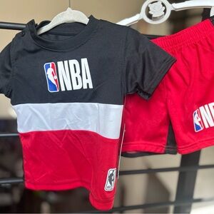NBA Kids Black, White, and Red Tee & Shorts Set